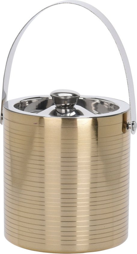 Excellent Houseware Seau à glace avec couvercle - couleur or - acier inoxydable - D15 x H16 cm