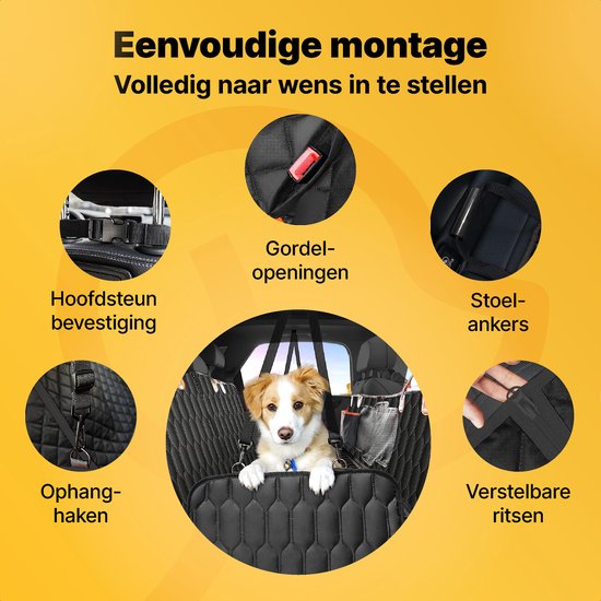 Tapis pour chien Jake and Jacky Car Rear Seat and Trunk Luxe - Tapis pour chien - Housse de protection - Tapis pour chien - Sac de rangement et ceinture de sécurité inclus - 137x148 cm