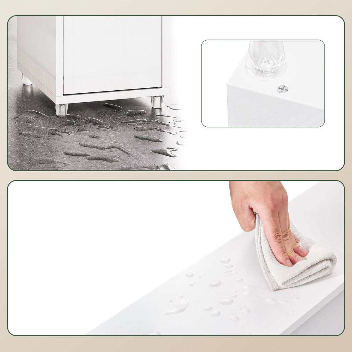 SoBuy Meuble de salle de bain haut avec tiroir et portes - Blanc brillant - 20x20x180 cm
