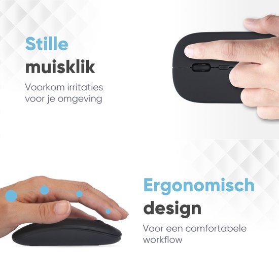 Souris sans fil Trendfield - Souris d'ordinateur rechargeable - Bluetooth - Souris ergonomique avec clic silencieux - Convient à tous les ordinateurs portables - Noir