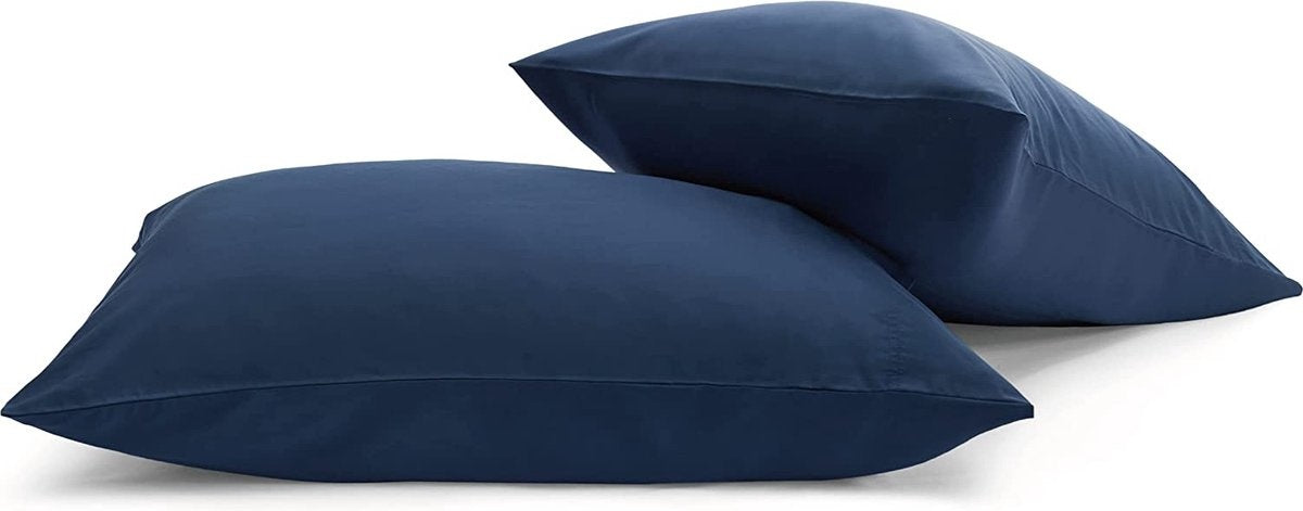 Kalm Kussensloop 60x70cm - 100% Hoogwaardige Katoen - Comfortabel en Vochtregulerend - Blauw/Wit