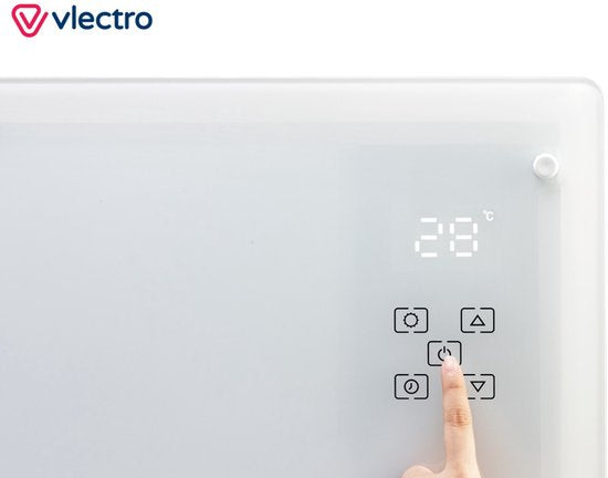 Vlectro - Cuisinière électrique et convecteur - 2000W - Affichage LED et télécommande - Métal blanc et plastique - Montage mural et autoportant - Efficacité énergétique avec thermostat