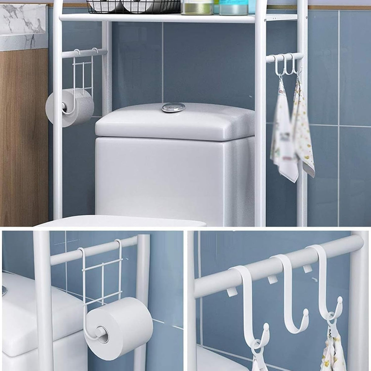Support de rangement pour toilettes LBB à 3 niveaux - Noir