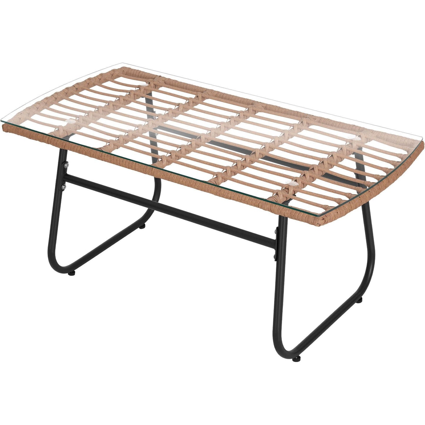 tectake Groupe de sièges en osier Molfetta XL 4 personnes - Canapé 119x68x79 cm, Chaises 57x68x79 cm, Table 91x45x42.5 cm