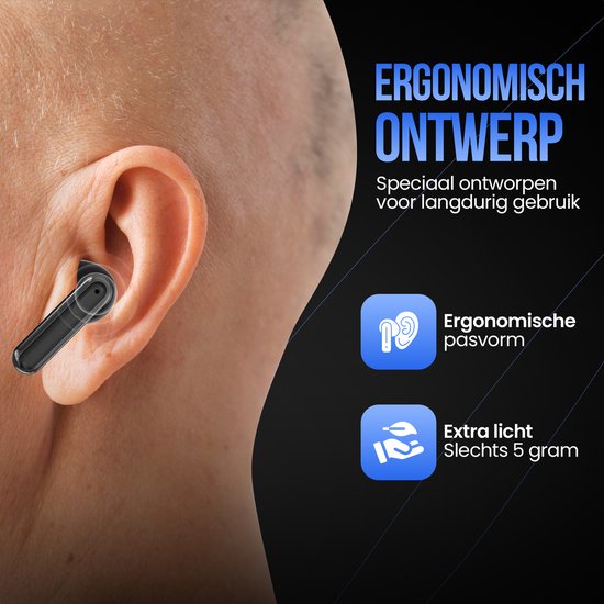 Strex Wireless Earphones - Active Noise Cancelling - LED Display - Wireless Bluetooth Earphones - Ecouteurs sans fil - Bluetooth 5.3 - Black