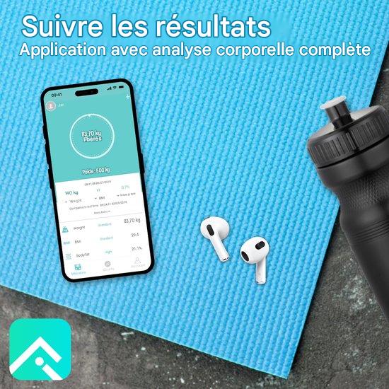 Pèse-personne Auronic - Analyse corporelle et pourcentage de graisse - Numérique - 15 mesures - Noir
