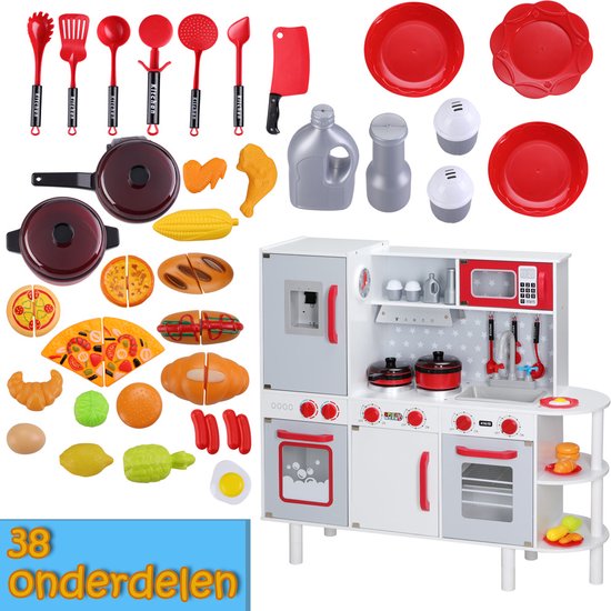 Spielwerk Wooden Play Kitchen Junior Chef - Réaliste interactif - 38 pièces