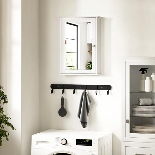 eSituro Armoire de toilette avec portes - MDF blanc laqué - 42 x 58,5 x 12 cm
