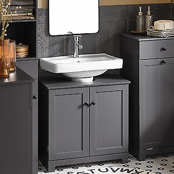SoBuy - Meuble bas pour évier avec 2 portes - 60 x 30 x 60 cm - Max. 30 KG - Gris