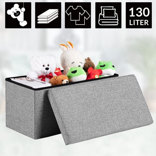 Banc de rangement Casaria - 80x40x40cm Cuir synthétique pliable 100L - Gris