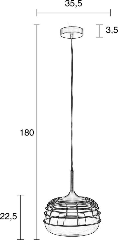 Zuiver Lampe suspendue Smokey - Noir - 35.50x35.50x180 cm