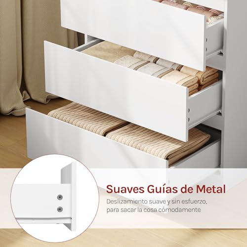 Woltu Cabinet à tiroirs blanc 3 tiroirs - Rangement moderne pour la chambre et le salon