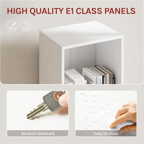Woltu Bibliothèque à tiroirs - Meuble de rangement sur pied - Blanc - 30x24x158 cm