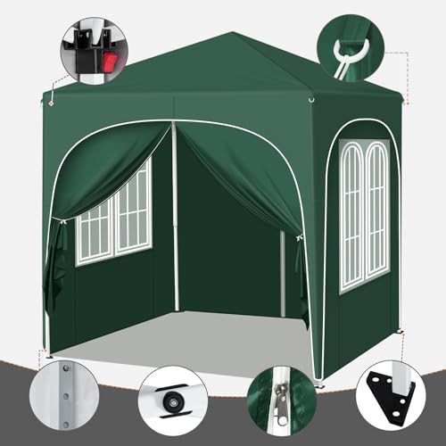 Pavillon pliant Woltu 2 x 2 m avec 4 parois amovibles Vert