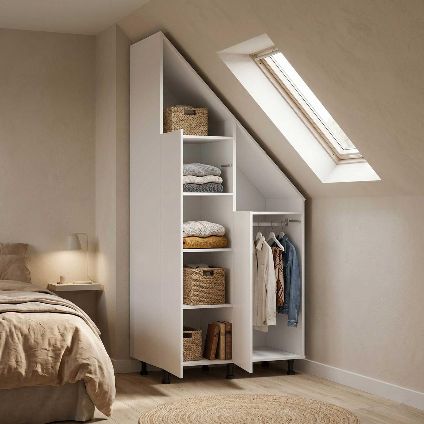 Armoire murale pour murs en pente Vdd - Blanche - Armoire de rangement pour murs en pente
