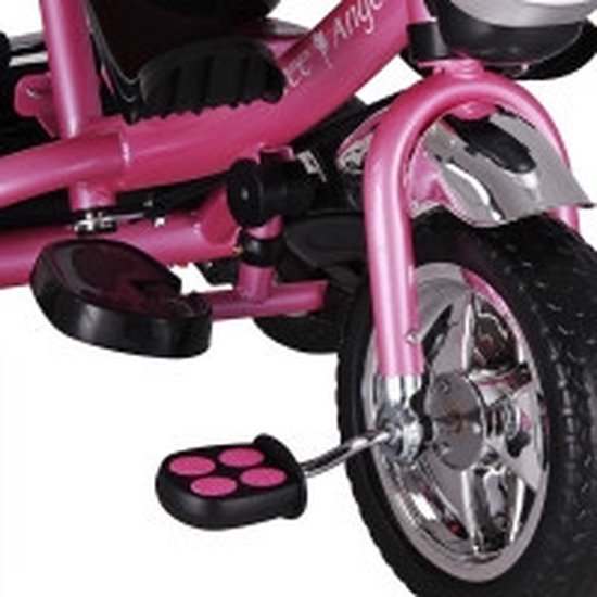 Vélo/tricycle enfant - Rose - Barre de poussée - toit pliant - repose-pieds pliant - panier inclus