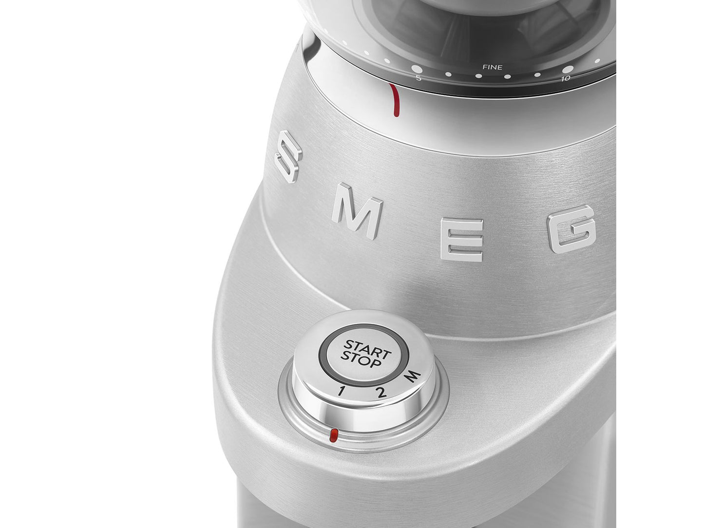 Moulin à café Smeg en aluminium CGF02SSEU – Meule conique avec 50 niveaux de mouture – Argent / Acier inoxydable