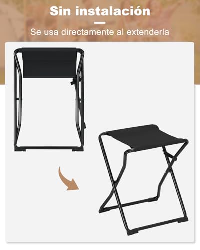 eSituro Table de camping 2-en-1 avec plateau amovible - Noir - 40,5 x 40,5 x 50 cm