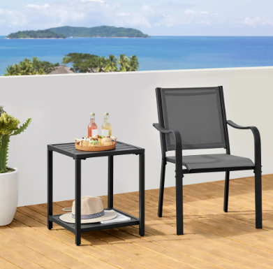Table d'appoint Yaheetech - Table de jardin noire 45 x 45 x 54 cm