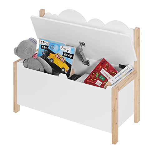 Woltu Banc de rangement avec dossier et coffre à jouets pour enfants Blanc 60 x 25,5 x 55 cm