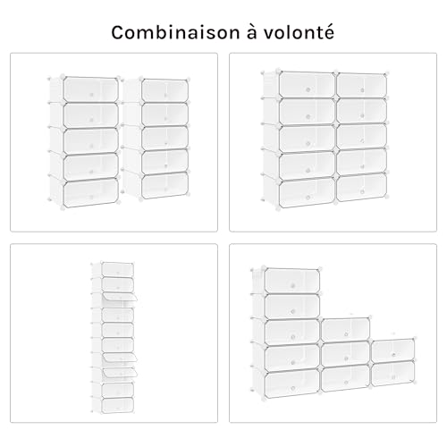 Woltu Shoe Cabinet with 10 Compartments White 40 x 30 x 170 cm
