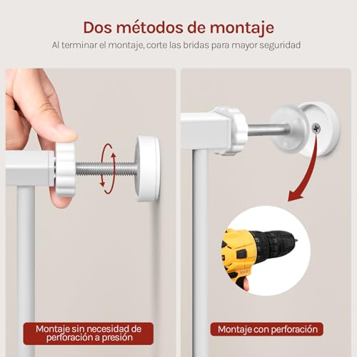 Woltu Barrière de Sécurité pour Enfants et Animaux Blanc 75-107 cm