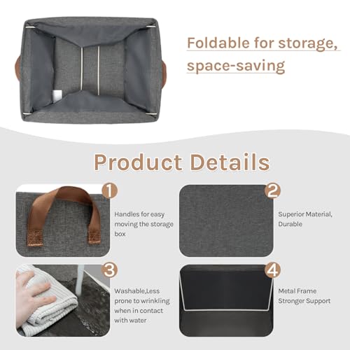 Boîtes de rangement pliables Woltu Lot de 3 - Gris - 47 x 28 x 20 cm
