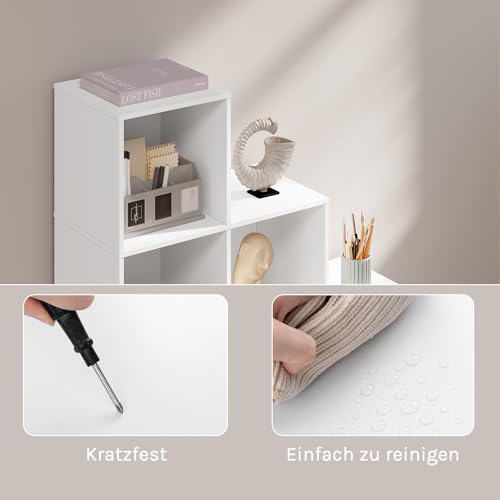 Woltu Bookcase Stepped Shelf with 10 Compartments White 120 x 30 x 120 cm