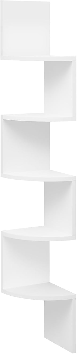 Woltu RG9313ws2 - Étagère murale Zigzag 5 niveaux - Blanc - 19,5 x 19,5 x 123 cm