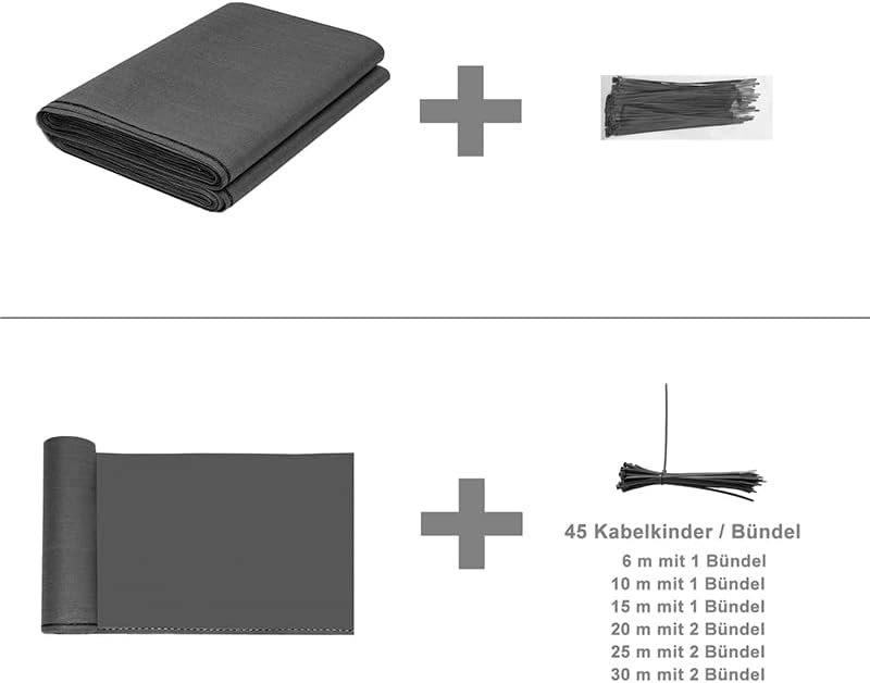 Brise-vue Woltu 1,5 x 25 m - Anthracite - HDPE Shade Net 150 g/m² - Brise-vue et brise-vent