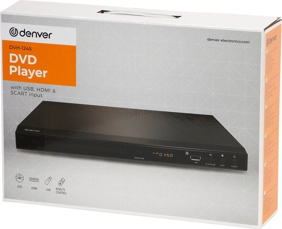 Lecteur DVD Denver avec HDMI, Supporte FULL HD, Lecteur CD, Décodeur Dolby Digital, USB / Péritel, DVH1245, Noir