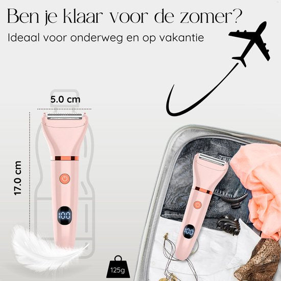 Rasoir féminin 2 en 1 avec écran - Visage - Aisselles - Jambes - Maillot - Sansbeauté® - Rasoir féminin - Epilation visage femme - Tondeuse femme - Rasoir bikini - Rechargeable par USB