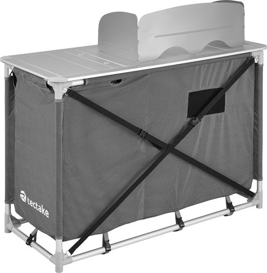 tectake - Cuisine de camping cuisine de camping - avec pare-brise et compartiments de rangement - 116x52x107cm - 402920