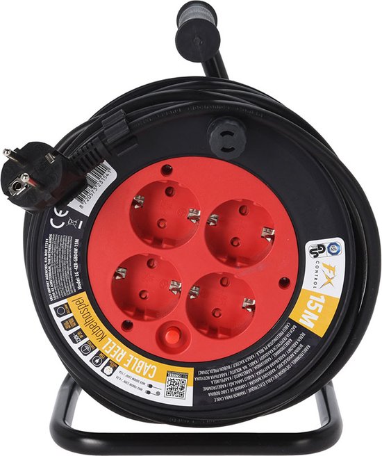 Enrouleur de câble Fxcontrol 15 mètres - 4 brins - IP20 - 3 x 1,5 mm²