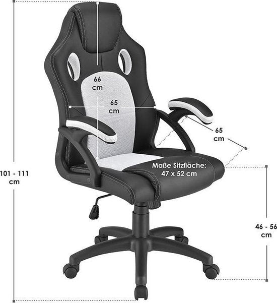 Chaise de bureau/chaise de jeu Racing Montreal - Blanc