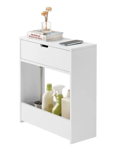 SoBuy Meuble de toilette avec porte-rouleau - 60x20x55 cm - Max. 20KG - Blanc