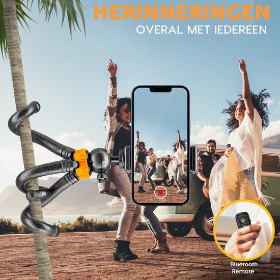 Studio ME Phone Tripod - 25 cm - Tripod Smartphone - Flexible - Camera Tripod - Black - Gorillapod - Phone Holder - Incl. Bluetooth Remote Control - Tripod Iphone - Tripod Phone
