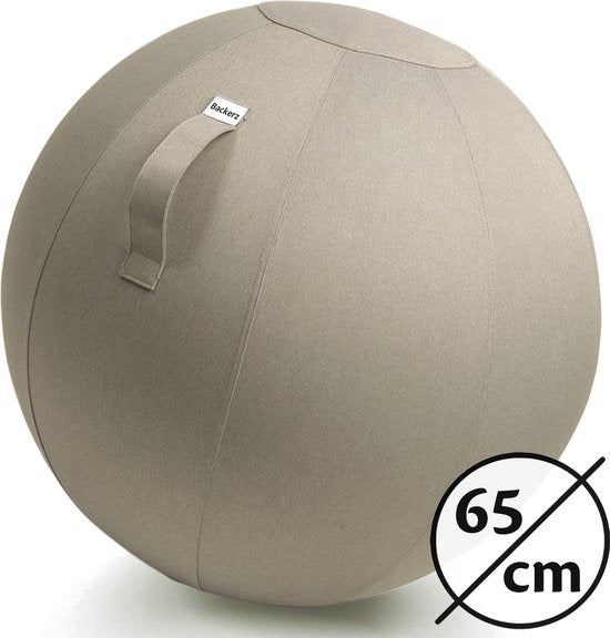 Backerz® Zitbal Kantoor en Thuis 65 CM - Luxe Yoga Bal - Zitballen met Hoes - Ergonomische Bureaustoel Bal - Linnen Zandgrijs
