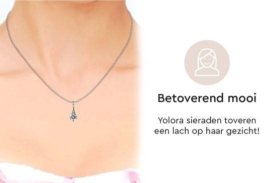 Yolora Collier pour femme avec pendentif en cristal Kalpa Camaka - Couleur argent - Plaqué or blanc 18K - Emballé - Cadeau de fête des mères