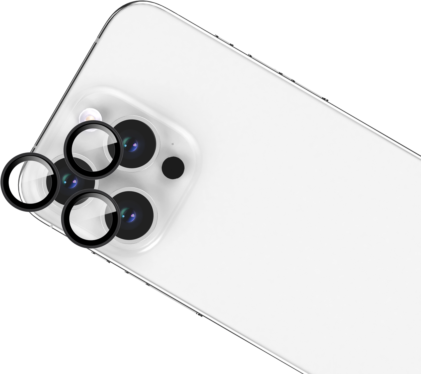 BeHello - Protection de l'objectif de l'appareil photo - Convient à l'iPhone 15 Pro et 15 Pro Max et 14 Pro et 14 Pro Max - Comprend une protection individuelle de l'objectif et un cadre en aluminium - Pour Apple iPhone - Aluminium noir et verre transpare