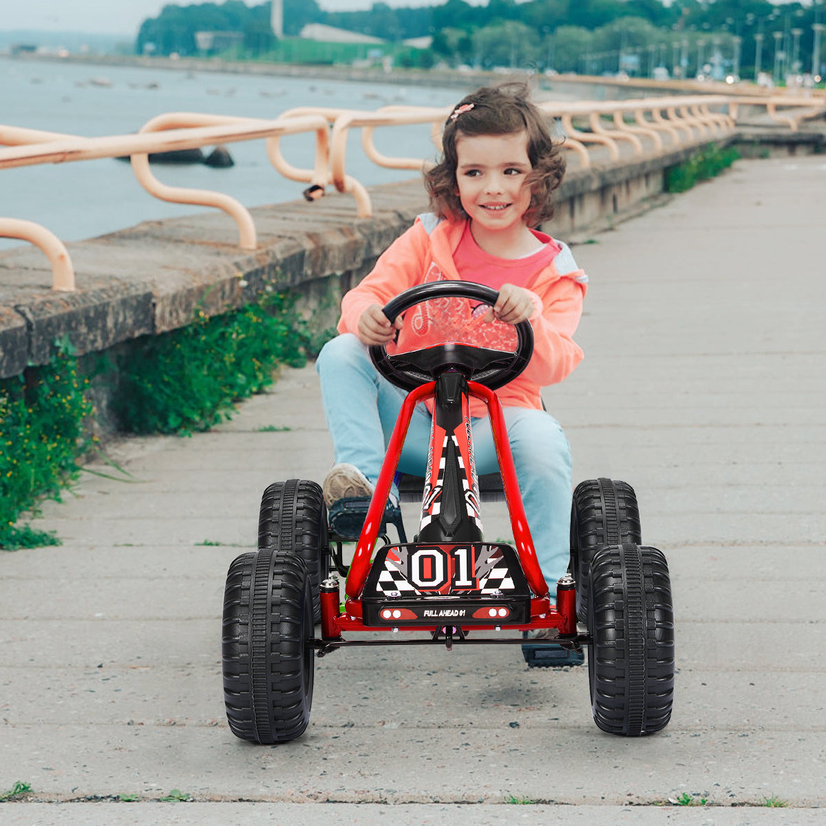 Gokart Go Cart avec frein à main Troll car 30kg véhicule à pédales véhicule à pédales 3-6 ans rouge