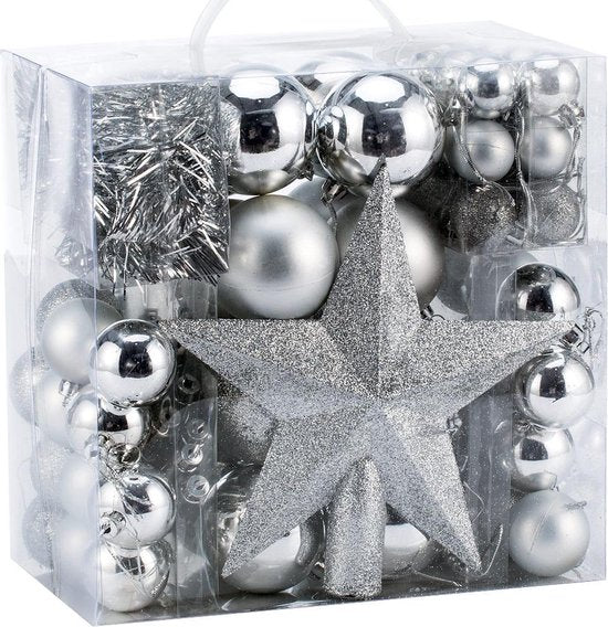 Boules de Noël Casaria 77 pièces - Argent - diamètre 5 cm