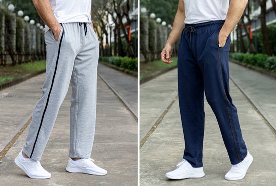 Milanoro - Lot de 2 pantalons de survêtement sportifs et confortables pour hommes - Bleu marine/Anthracite - S