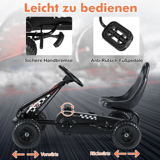 Coast Skelter Black - Voiture à pédales avec siège réglable et frein à main - 92 x 50 x 53 cm
