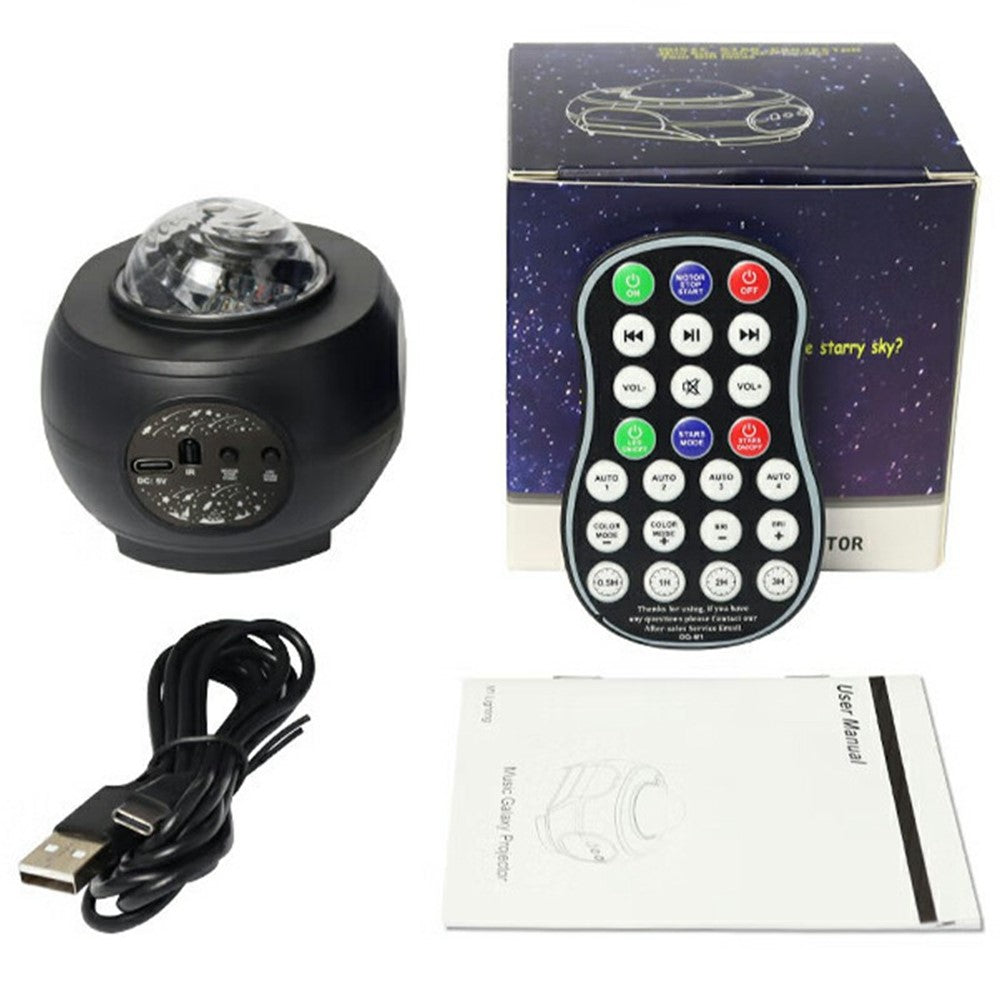 Projecteur M1 Galaxy Star - Veilleuse Aurora - Enceinte Bluetooth - 7 couleurs - Minuterie - Télécommande et application - Noir