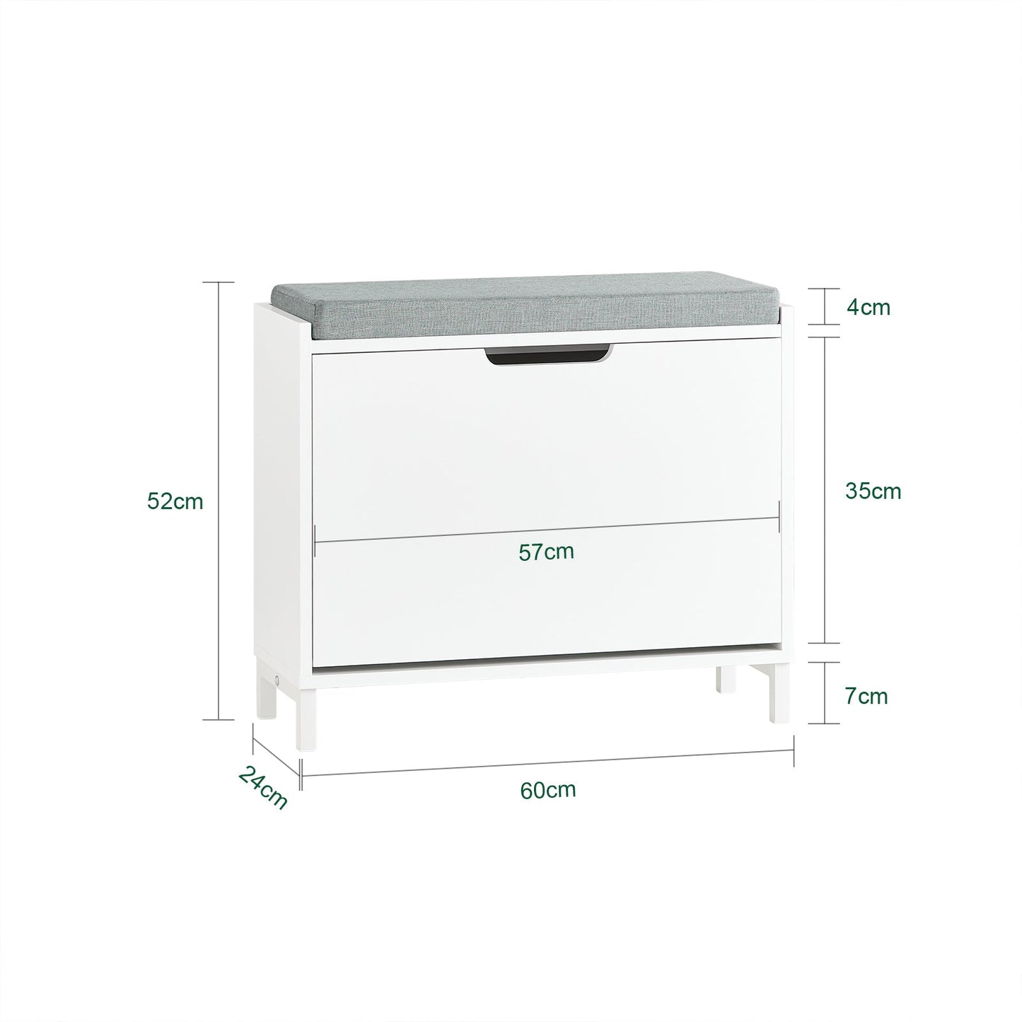Sobuy Banc pour chaussures avec rangement et coussin - Blanc - 60 x 24 x 52 cm - SoBuy FSR151-K-W