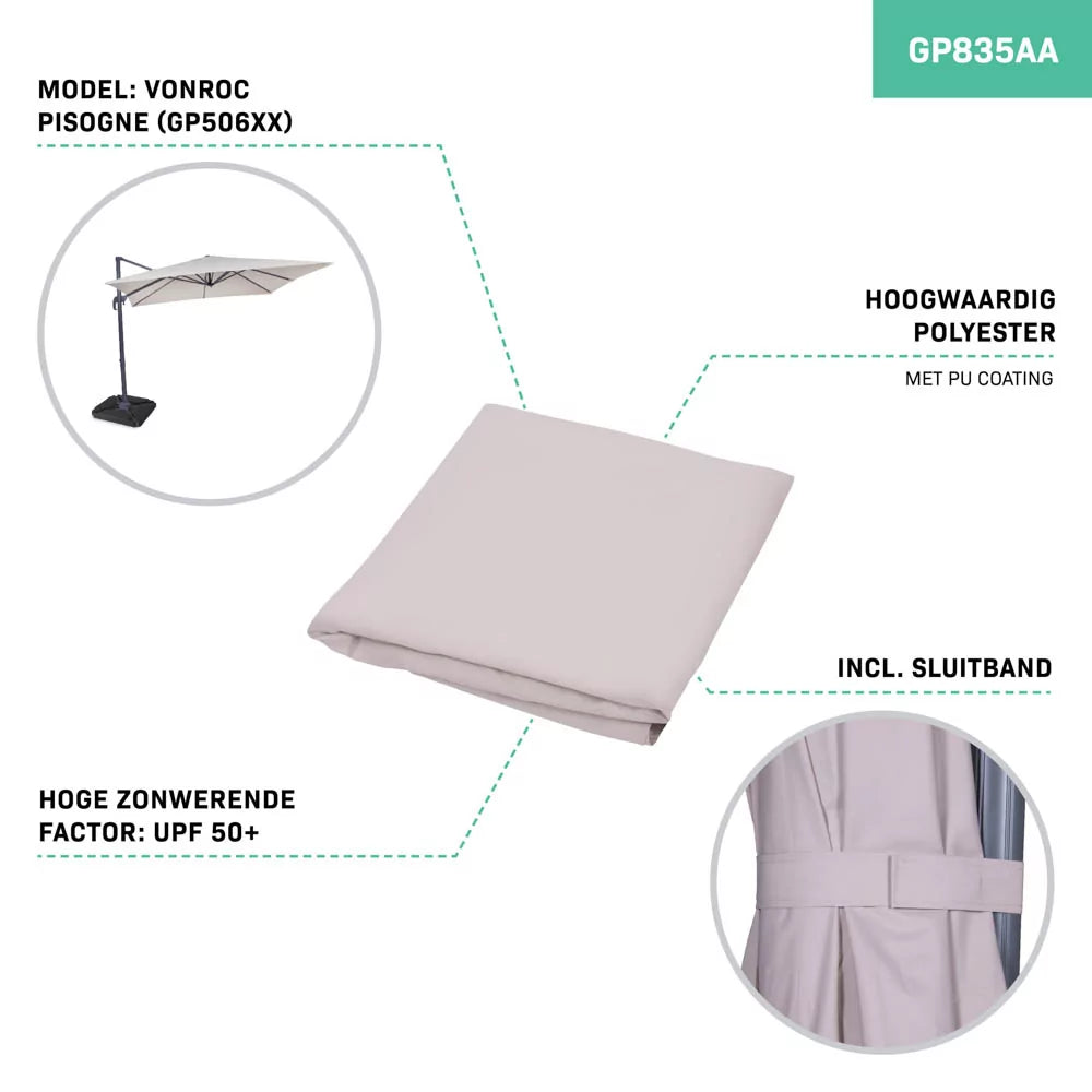 Toile de parasol - 300x300cm - Pour parasol flottant Pisogne GP506XX | Beige