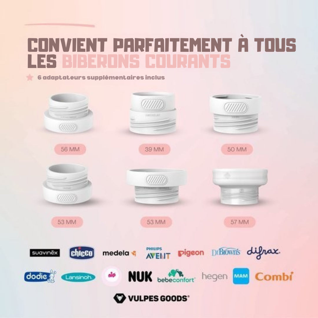 Chauffe-biberon Vulpes Goods® - Portable et intelligent - 4 niveaux de température - Sans fil - Rose