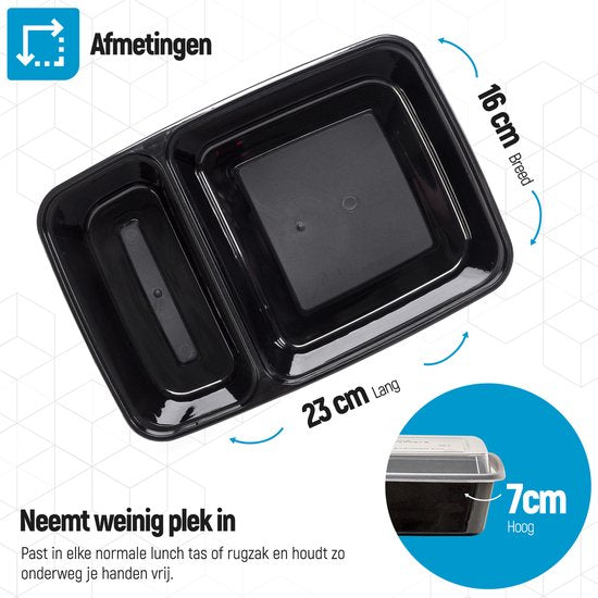 Fitcrafters Meal Prep Trays - Plateaux fraîcheur - Plateaux congélation - 10 pièces - 2 compartiments - 1L - sans BPA