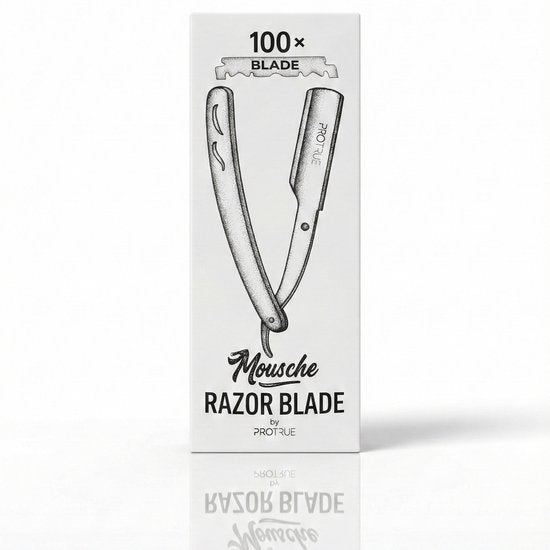 Rasoir de barbier ProTrue avec 100 lames - Rasoir shavette à lame ouverte - Rasoir de coiffeur classique - Rasoir de sécurité - Rasoir droit